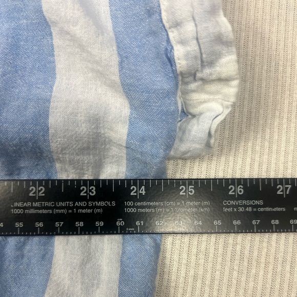 Beachlunchlounge Size XL Linen Blend Striped Top Blouse Button Front Nautical - Picture 2 of 6